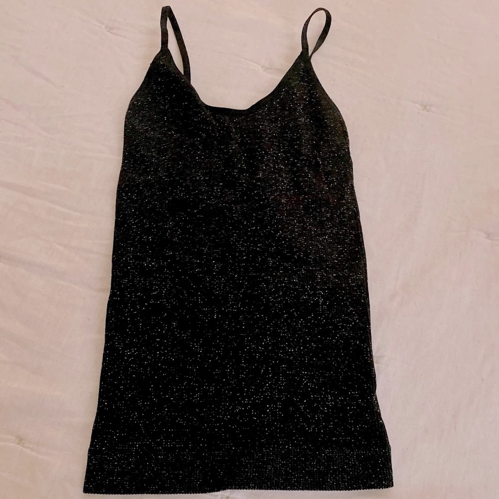 Black glitter bodycon tank top